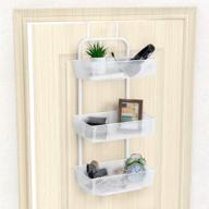 🗂️ 3 tier hanging storage basket organizer rack for kitchen, bathroom, pantry - over the door basket organizer with 2 hooks and 3 baskets in white логотип