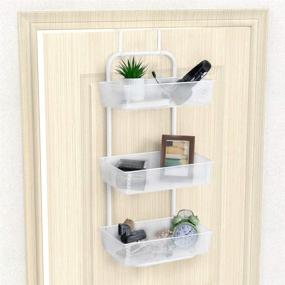 img 4 attached to 🗂️ 3 Tier Hanging Storage Basket Organizer Rack for Kitchen, Bathroom, Pantry - Over the Door Basket Organizer with 2 Hooks and 3 Baskets in White