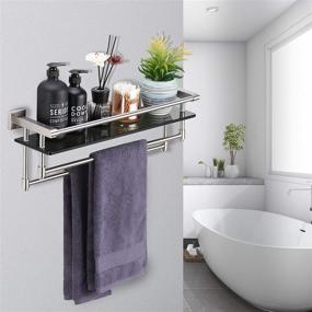 img 2 attached to 🚽 Bathroom Glass Shelf with Double Towel Bar and Rail - 20.8x5.6 inches - Wall Mount - SUS304 Stainless Steel - Rustproof - Brushed Finish