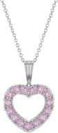 💖 charming rhodium plated pink cubic zirconia heart pendant necklace - ideal jewelry gift for little girls and young teens logo