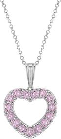 img 4 attached to 💖 Charming Rhodium Plated Pink Cubic Zirconia Heart Pendant Necklace - Ideal Jewelry Gift for Little Girls and Young Teens