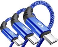 🔌 sweguard usb type c cable 3-pack (3.3ft+6.6ft+10ft) - fast charger nylon braided usb-a to usb-c cord for samsung galaxy s8 s9 plus note 9 8, google pixel 2 3 xl, lg g7 v20 v30, moto z2 z3 - blue logo