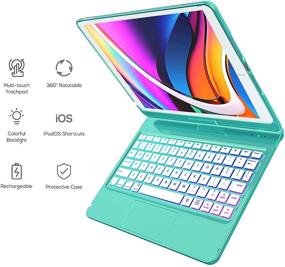 img 2 attached to Backlit Keyboard Case for iPad 10.2 9th Generation 2021, Compatible with iPad 8th 7th Gen, 360° Rotatable iPad Case with Keyboard and Trackpad, Keyboard Cover for 10.2 9th/8th/7th Generation
