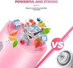 img 1 attached to 🍓 MOSUNECE Portable Blender: 17 Oz Personal Blender for Shakes and Smoothies, Fruit Juice - USB Rechargeable Mixer for Sports, Office, Travel, Gym (Pink)