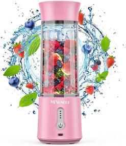 img 4 attached to 🍓 MOSUNECE Portable Blender: 17 Oz Personal Blender for Shakes and Smoothies, Fruit Juice - USB Rechargeable Mixer for Sports, Office, Travel, Gym (Pink)