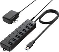 🔌 vemont power usb hub: 7-port usb 3.0 with on/off switches & 5v2a power adapter - fast usb charging hub with long 4ft/1.2m cable logo