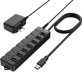 img 4 attached to 🔌 VEMONT Power USB Hub: 7-Port USB 3.0 with On/Off Switches & 5V2A Power Adapter - Fast USB Charging Hub with Long 4ft/1.2m Cable