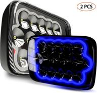 rolinger 2pcs h6054 led headlights: upgraded auto head lamp replacement with hi/low sealed beam, blue drl lights - compatible with jeep wrangler yj xj cherokee e250 chevy van truck toyota mr2 logo