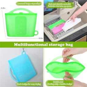 img 1 attached to 🥫 XUANMEIKE 100% Silicone Food Storage Bags - 4 Pack Reusable Food Storage Bags (Upright) for Freezing, Freshness, Cooking, and Heating - Blue, White, Pink, Green