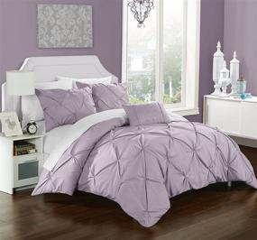 img 3 attached to 🌸 Luxuriously Lavender: Chic Home 4 Pc Daya Pinch Pleated Queen Duvet Set