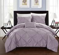 🌸 luxuriously lavender: chic home 4 pc daya pinch pleated queen duvet set logo