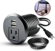 💡 2-inch hole desktop power grommet with 2 usb charging ports, 6.5ft extension cord and 1 outlet for computer, table, kitchen, office, home, hotel and more - efficient power solution logo