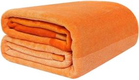 img 4 attached to 🥕 Cozy Carrot Orange Flannel Fleece Blanket - Soft & Warm Twin Size Microfiber Plush Blanket for Bed or Sofa