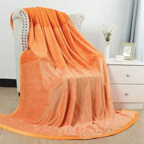 img 3 attached to 🥕 Cozy Carrot Orange Flannel Fleece Blanket - Soft & Warm Twin Size Microfiber Plush Blanket for Bed or Sofa