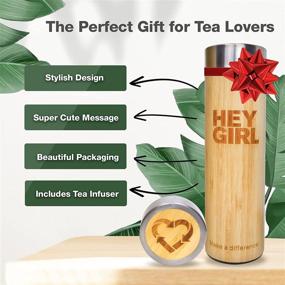 img 2 attached to ☕ Bamboo Tea Infuser Bottle - Tea Diffuser & Strainer for Loose Tea - Tea Thermos & Water Bottle 18oz capacity - Insulated Stainless Steel Travel Tea Tumbler - Keeps Hot & Cold for 12 hours