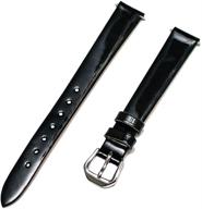 ⌚ timex 12mm black patent leather wristwatch band logo