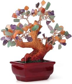 img 4 attached to 🌈 Exquisite Sansheng Natural Colored Crystal Tree: Decorative Bonsai with Rainbow Mixed Gem Amethyst, Quartz Cluster Base – A Unique Financial Sculpture