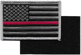 img 1 attached to 🚒 Optimized: Firefighter and Paramedic Support Patch - US Flag Thin Red Line with Hook/Loop Backing