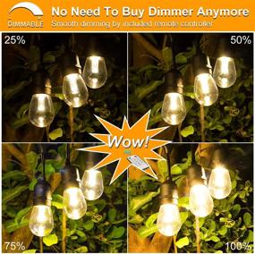 img 2 attached to Dimmable Outdoor LED String Lights for Patio with Remote, 48FT Waterproof String Light with Edison Bulbs in 3 Color Options, Warm White and Daylight White Shatterproof LED Light String for Cafe Bistro Pergola
