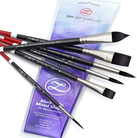 img 4 attached to ZenART Watercolor Paint Brushes - Smart 6 pc Black Tulip Synthetic Squirrel Hair Short-Handle Watercolor Brush Set for Consistent Flow - Ideal for Gouache, Watercolors, Fluid Acrylics, Inks - Vegan-Friendly