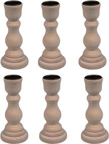 img 1 attached to Wholesale Pack of 6 Unfinished Wooden Candlesticks with Metal Cup Center by Creative Hobbies - 4 Inch Tall Candle Holders