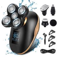 🪒 apark 5 in 1 electric shavers for men: ultimate bald head shavers with led, cordless, rechargeable & wet/dry abilities - grooming kit for a perfect shave (gold) logo