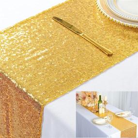 img 4 attached to 🌟 Gold Sequin Table Runner - ShinyBeauty 12x72-Inch Rectangle - Ideal for Wedding, Party, and Decor