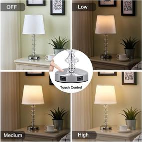 img 3 attached to Enhance Your Space with Kakanuo White Crystal 💡 Touch Lamp - USB Ports, Dimmable, LED Bulb Included!