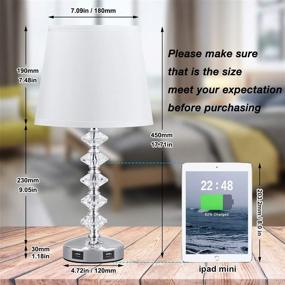 img 2 attached to Enhance Your Space with Kakanuo White Crystal 💡 Touch Lamp - USB Ports, Dimmable, LED Bulb Included!