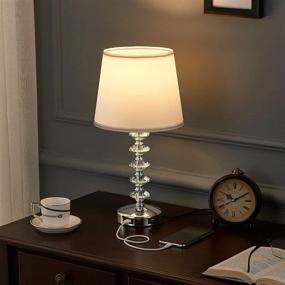 img 1 attached to Enhance Your Space with Kakanuo White Crystal 💡 Touch Lamp - USB Ports, Dimmable, LED Bulb Included!