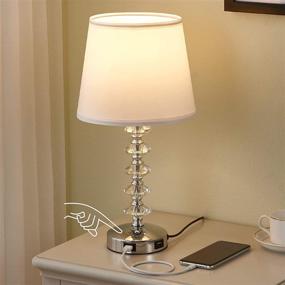 img 4 attached to Enhance Your Space with Kakanuo White Crystal 💡 Touch Lamp - USB Ports, Dimmable, LED Bulb Included!