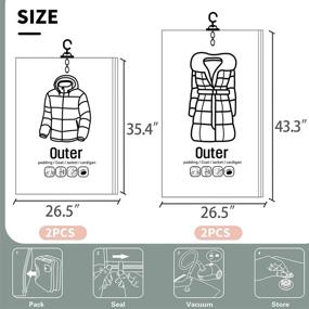 img 3 attached to 🧳 Maximize Closet Space with Meetall 4Pack Hanging Vacuum Storage Bags – Reusable & Compressed Bags with Hangers. Includes 2pcs in 26.3x35.4inch (67x90cm) and 2pcs in 26.3x43.3inch (67x110cm). Compatible with Any Vacuum Cleaner.