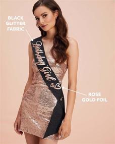 img 3 attached to 🎂 XO, Fetti Birthday Girl Sash - Black Glitter + Rose Gold Foil, Birthday Party Decorations - 16th, 21st, 30th, 40th, 50th, Birthday Queen - Shop Now!
