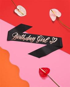 img 2 attached to 🎂 XO, Fetti Birthday Girl Sash - Black Glitter + Rose Gold Foil, Birthday Party Decorations - 16th, 21st, 30th, 40th, 50th, Birthday Queen - Shop Now!