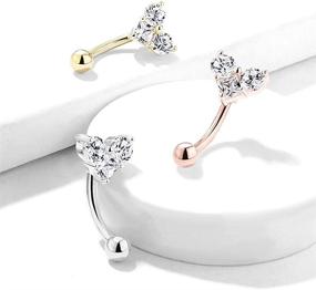 img 2 attached to Amelia Fashion 16 Gauge CZ Heart Curved Barbell Eyebrow Ring – Prong Set, Round & Square Design – Made with 316L Surgical Stainless Steel – Multiple Color Options Available