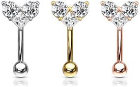 img 3 attached to Amelia Fashion 16 Gauge CZ Heart Curved Barbell Eyebrow Ring – Prong Set, Round & Square Design – Made with 316L Surgical Stainless Steel – Multiple Color Options Available