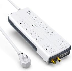 img 4 attached to 💪 Ultimate Power Solution: BESTEK 10-Outlet 6ft Extension Cord Power Strip with USB - Surge Protector, 4000 Joules, Dual 2.4A USB Charging Ports, Wide Spaced Outlet for Large Plugs - Desktop Charging Station
