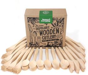 img 3 attached to 🌱 All-Natural Large Full-Size Disposable Wooden Cutlery Sets - 180 Extra Strong Deluxe Pieces (60 Forks, 60 Spoons, 60 Knives) in Plastic-Free Box - Eco-Friendly, Biodegradable, and Compostable Birch Wood