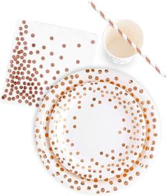 img 3 attached to Rose Gold Party Supplies: 250pcs Disposable Plates & Napkins for Any Occasion