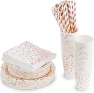 rose gold party supplies: 250pcs disposable plates & napkins for any occasion logo