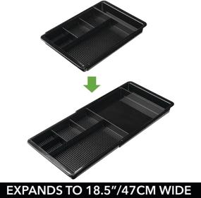 img 2 attached to 📎 mDesign Expandable Divided Office Desk Drawer Organizer Tray - 7 Compartments, Adjustable and Durable - Ideal for Office Supplies, Gel Pens, Pencils, Markers, Tape, Erasers, Paperclips, Staples - Sleek Black Design with 1.25" Height.