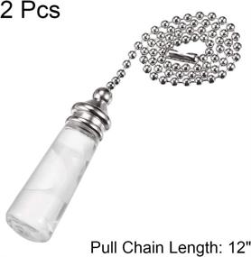 img 2 attached to 🔆 Pack of 2 Clear Glass Pendant Lighting Fans with 12 Inch Brushed Nickel Beaded Pull Chain from uxcell