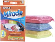 3 pack ultra microfiber miracle scrubbing sponge - blue, red, yellow (1) logo