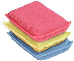 img 1 attached to 3 Pack Ultra Microfiber Miracle Scrubbing Sponge - Blue, Red, Yellow (1)