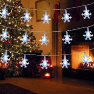 🎄 deluxe snowflake christmas decoration lights: 20ft white string lights with 40 led, battery powered & waterproof – ideal for indoor & outdoor christmas decorations логотип