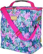 lilly pulitzer insulated wine carrier: stylish soft cooler with strap - holds 4 bottles - bringing mermaid back! логотип