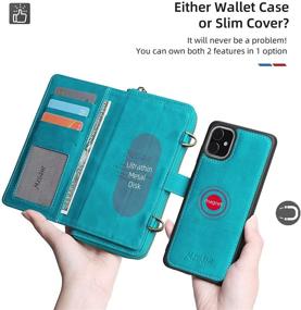 img 2 attached to 📱 Misscase iPhone 11 Wallet Case with Card Holder - Multi-Functional 2 in 1 Magnetic Detachable Wallet - Blue PU Leather Flip Cover with Lanyard - 13 Card Slots