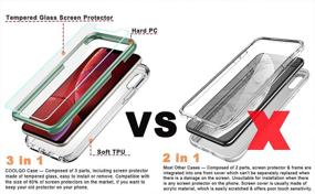 img 3 attached to Чехол COOLQO для iPhone Xs Max 6.5 дюйма - зеленый (2-пакета защитных стекол из закаленного стекла) | Полное покрытие корпуса, ударопрочный силиконовый защитный чехол для телефона