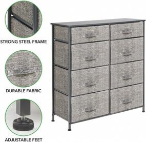 img 3 attached to mDesign Tall Chest Tower Organizer for Bedroom - 8 Fabric Drawers, Sturdy Steel Frame