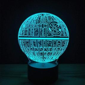 img 1 attached to 🌟 Death Star 3D Illusion Night Lights - Touch Switch, 7 Color Change, USB Powered LED Desk Lamp - Ideal for Home Decor or Holiday Gifts